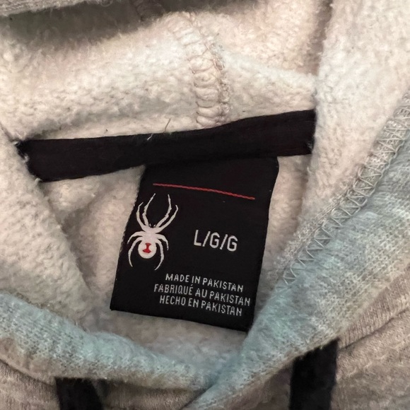 Spyder Mens Size large Gray Long Sleeve Hooded Pull Over Sweatshirt Hoodie - Picture 2 of 4